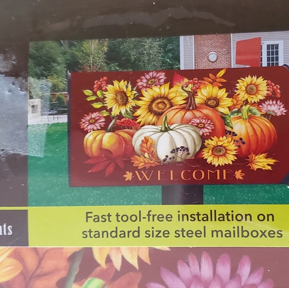 Fall Beauty Floral Magnetic Mailbox Cover Welcome Autumn Pumpkins Briarwood - Picture 2 of 8